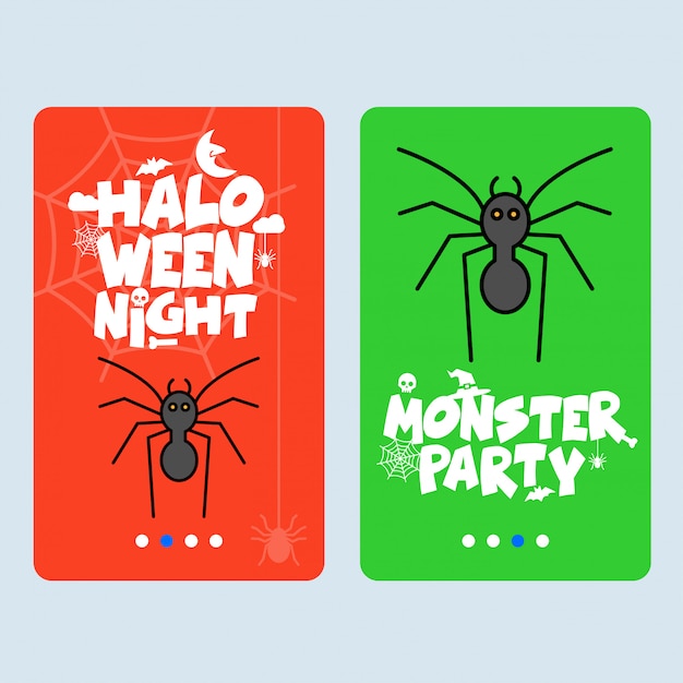 Diseño de invitación de Halloween feliz con vector de araña