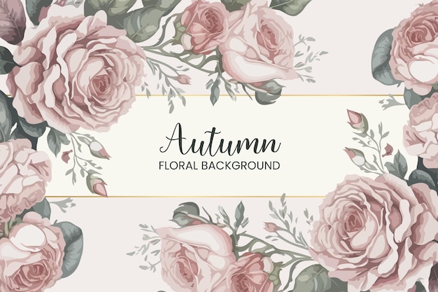 Vector diseño de invitaciones de boda en acuarela de otoño con fondo floral
