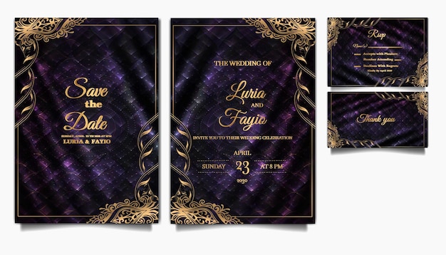diseño de invitaciones de boda elegantes de lujo