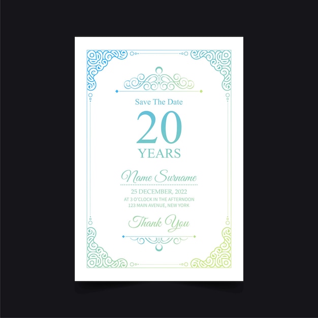 diseño de invitaciones de cumpleaños de patrón abstracto suave