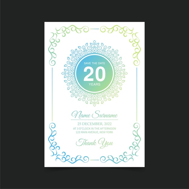 Diseño de invitaciones de cumpleaños con patrones coloridos
