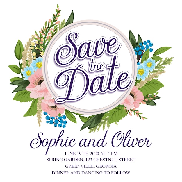 Diseño de invitaciones florales para bodas