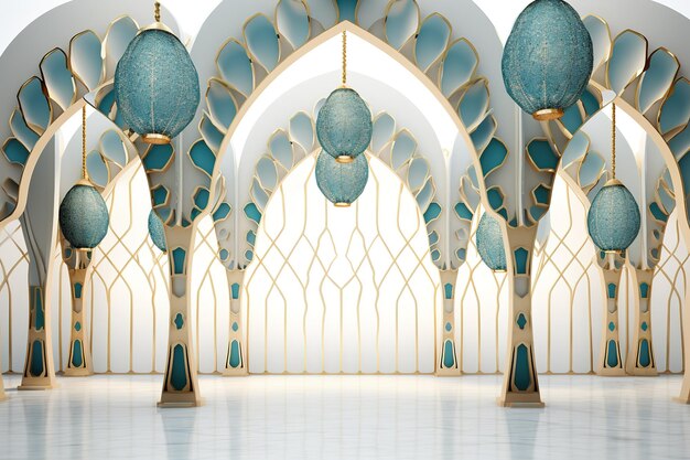 Vector diseño islámico puerta de la mezquita para el saludo de fondo ramadán kareem