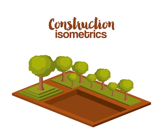 Diseño isométrico de la construcción