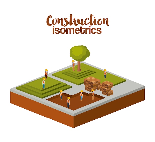 Diseño isométrico de la construcción