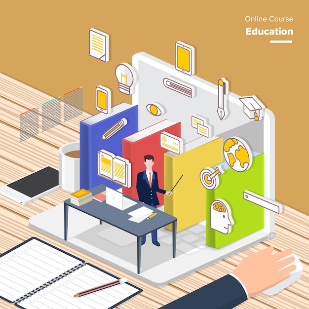 Diseño isométrico educativo.