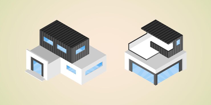 Vector diseño isométrico del moderno edificio cafetería cafetería bar