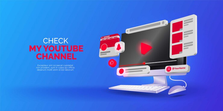 Vector diseño isométrico sobre el canal de youtube