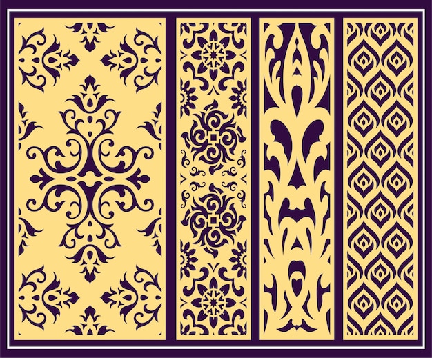 Diseño de Jali para corte de máquina de acrílico y CNC de espuma de partición gráfica y de madera contrachapada
