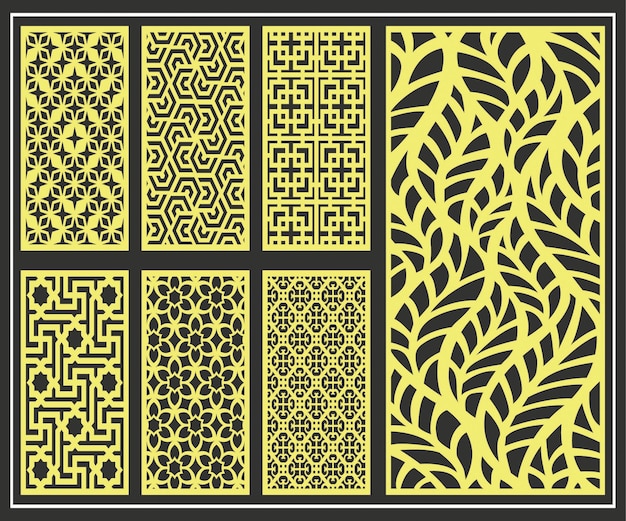 Diseño de Jali para corte de máquina de acrílico y CNC de espuma de partición gráfica y de madera contrachapada