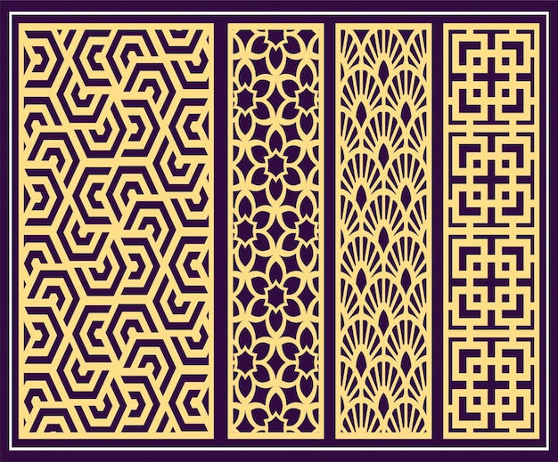 Diseño de Jali para corte de máquina de acrílico y CNC de espuma de partición gráfica y de madera contrachapada