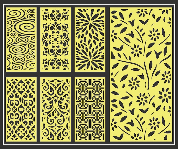 Diseño de Jali para corte de máquina de acrílico y CNC de espuma de partición gráfica y de madera contrachapada