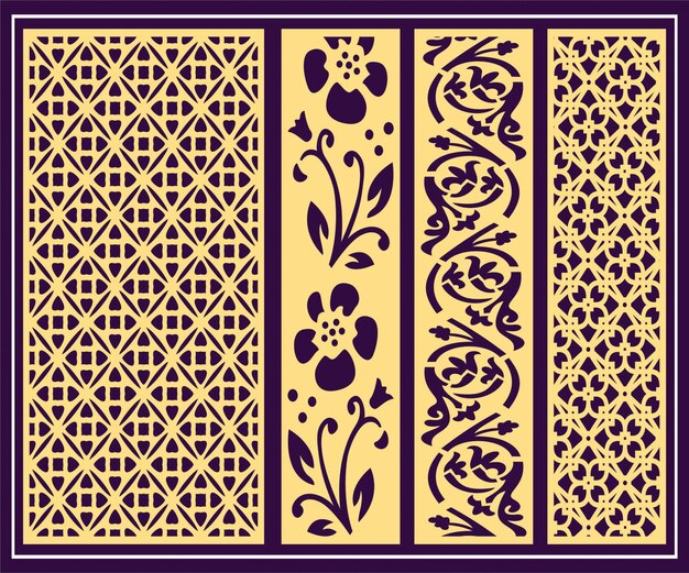 Diseño de Jali para corte de máquina de acrílico y CNC de espuma de partición gráfica y de madera contrachapada