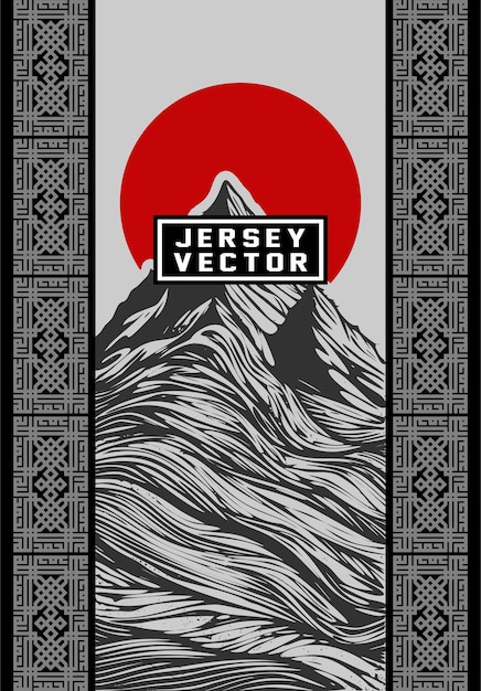 Diseño japonés de la camiseta Mountain Sunset
