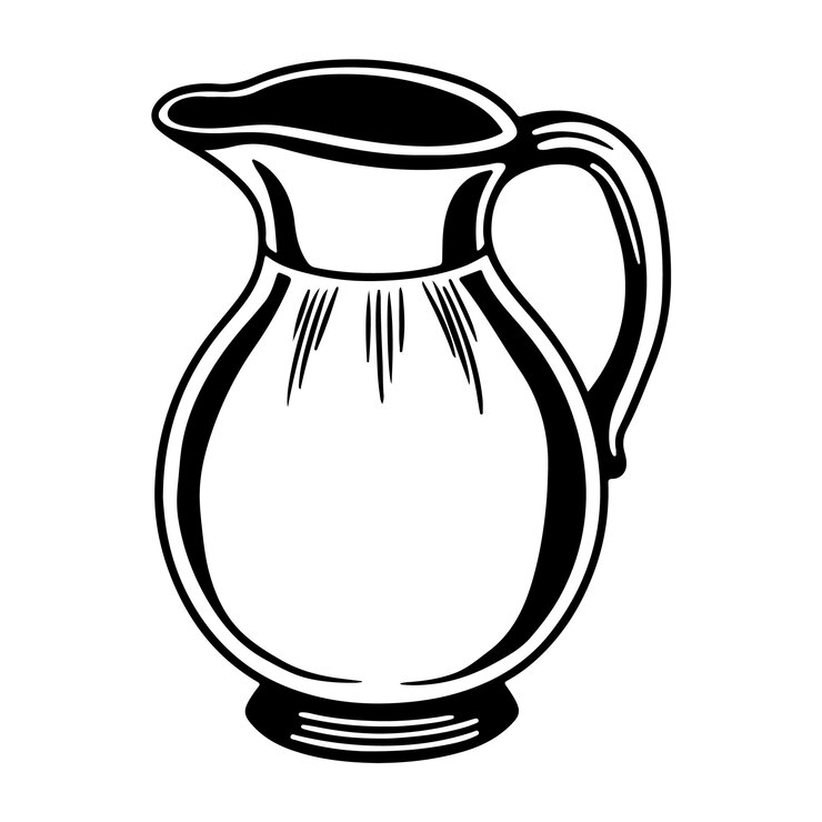 Vector diseño de jarro vectorial de arte de línea de silueta