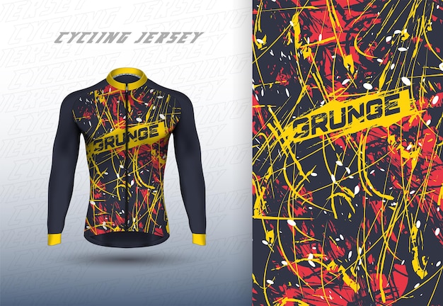 Diseño de jersey de ciclismo premium vectorial con textura abstracta