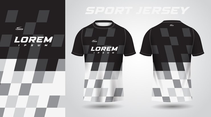 diseño de jersey deportivo de camisa blanca negra