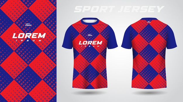 Diseño de jersey deportivo de camisa roja azul