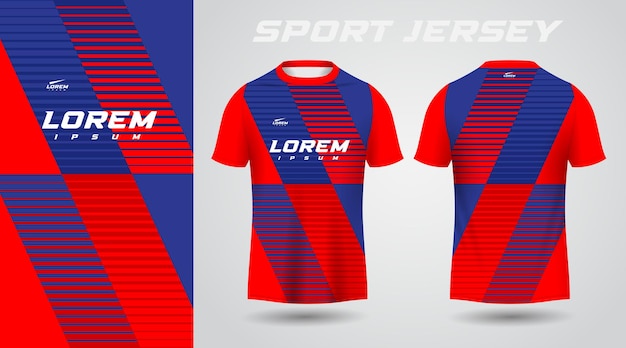 diseño de jersey deportivo de camisa roja azul