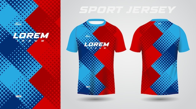 diseño de jersey deportivo de camisa roja azul