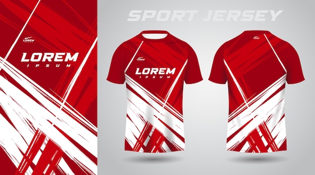 Diseño de jersey deportivo de camisa roja blanca