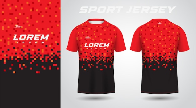 Diseño de jersey deportivo de camisa roja negra