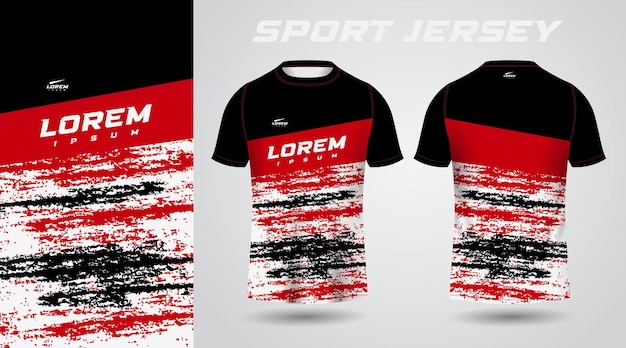 Diseño de jersey deportivo de camisa roja negra