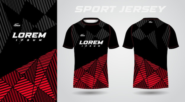 diseño de jersey deportivo de camisa roja negra