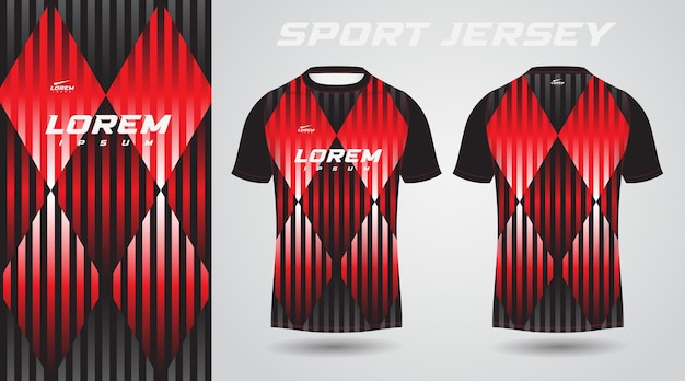 Diseño de jersey deportivo de camisa roja negra