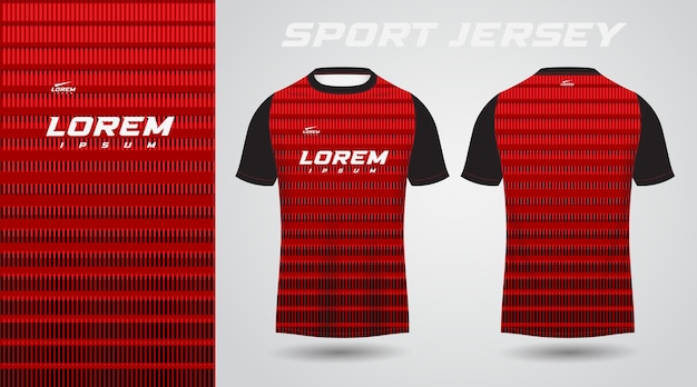 diseño de jersey deportivo de camisa roja negra