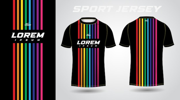 diseño de jersey deportivo de camiseta negra colorida