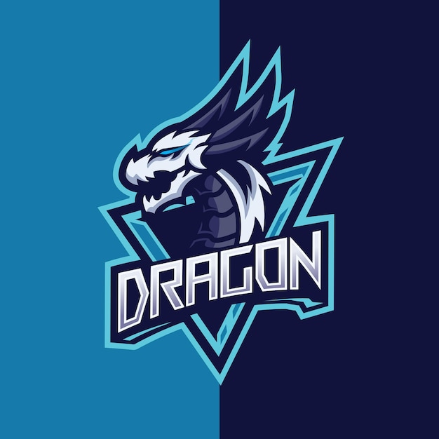 Vector diseño de juego de logotipo de esport de cabeza de dragón