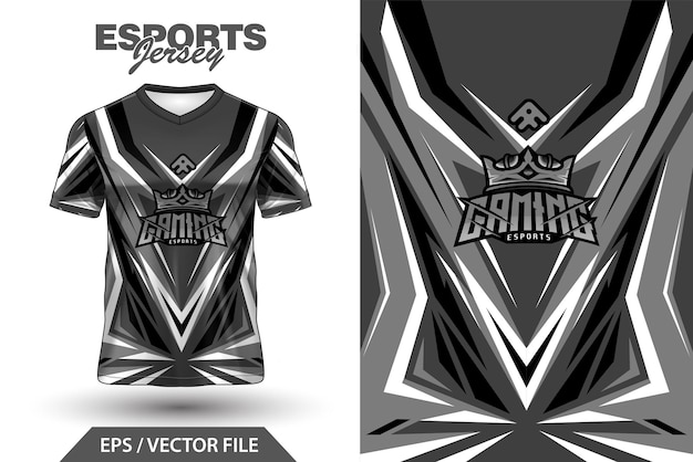 Vector diseño de juegos de esports jersey gris oscuro