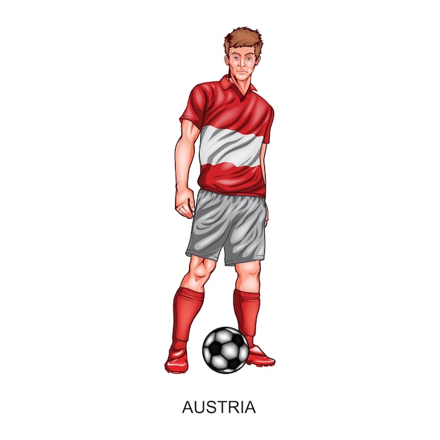 Diseño de jugador de fútbol nacional de austria