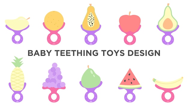 Vector diseño de juguetes para la dentición del bebé fácil de editar eps 10