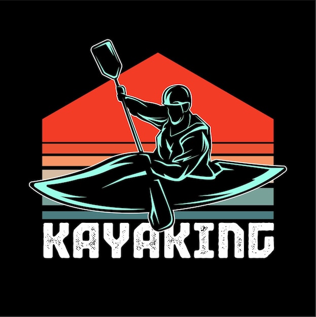 Diseño de kayak con fondo de puesta de sol