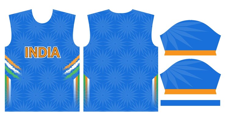 Diseño de kit deportivo del equipo de cricket de India o diseño de camiseta del equipo de cricket de India para sublimación