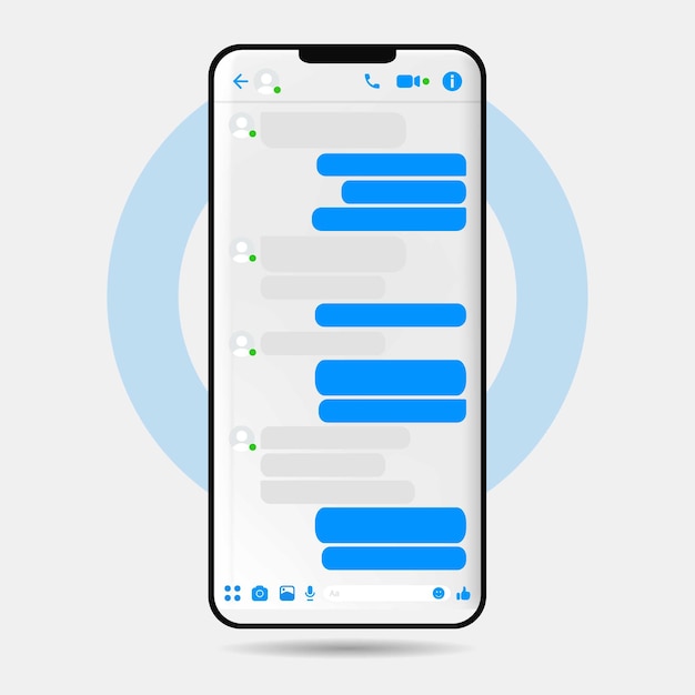 Diseño de kit de interfaz de usuario de facebook messenger vector premium