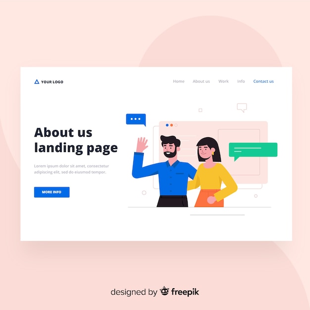 Vector diseño de landing page sobre nosotros