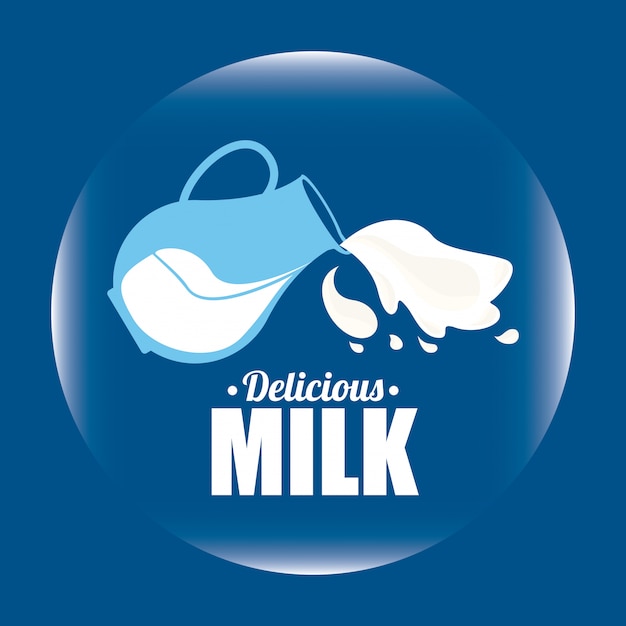 Vector diseño de leche sobre fondo azul