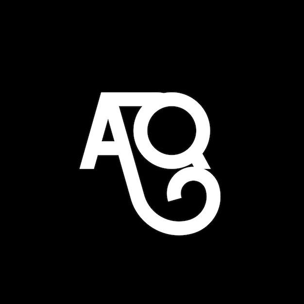 El diseño de la letra AQ en el fondo negro, las iniciales creativas, el concepto del logotipo de la letra Q, el diseño de la carta AQ, el diseño en letra blanca sobre fondo negro, el logotipo A, Q, A y Q.