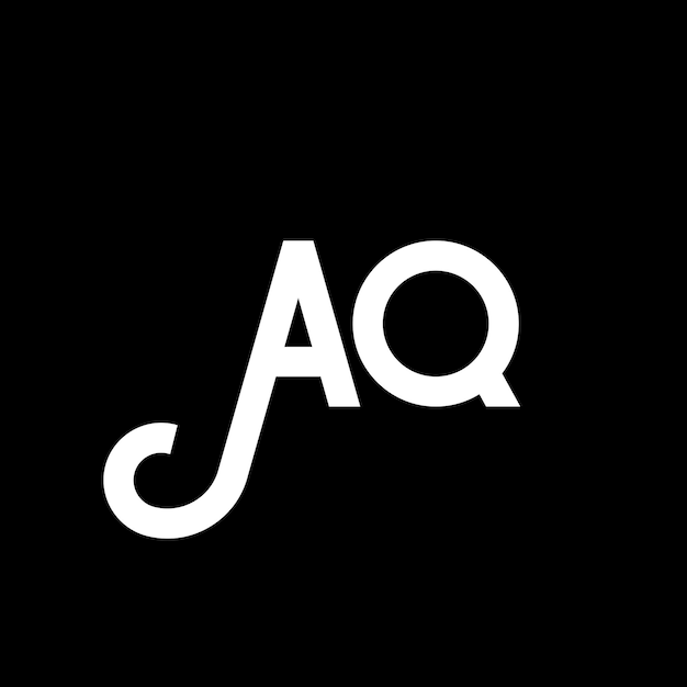 El diseño de la letra AQ en el fondo negro, las iniciales creativas, el concepto del logotipo de la letra Q, el diseño de la carta AQ, el diseño en letra blanca sobre fondo negro, el logotipo A, Q, A y Q.