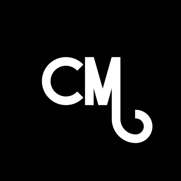 Diseño de la letra CM logotipo en fondo negro CM iniciales creativas concepto de letra logotipo cm diseño de letra CM diseño de letra blanca en fondo negro C M c m logotipo