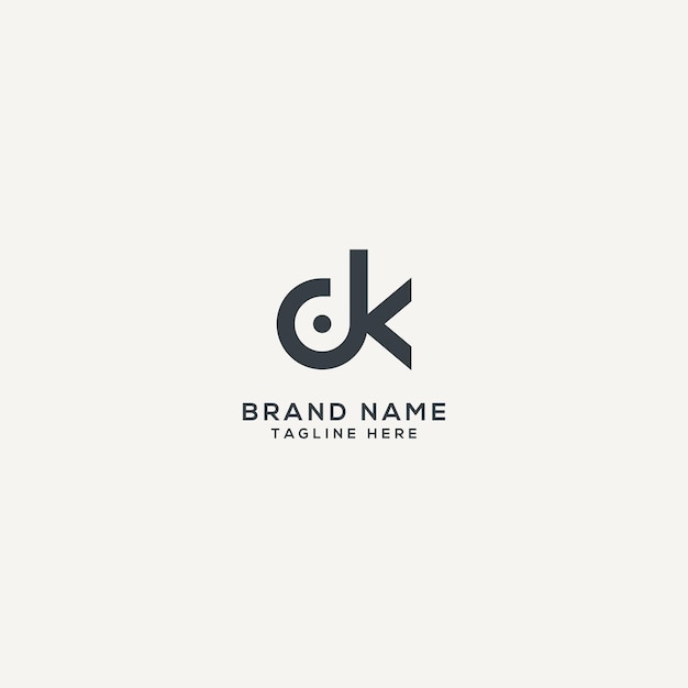 Diseño de la letra DK KD Diseño de logotipo de vector plano Ilustración de plantilla de diseño de logotipo
