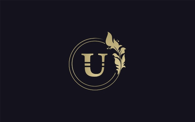 Diseño de la letra dorada U del logotipo Vector de íconos de belleza