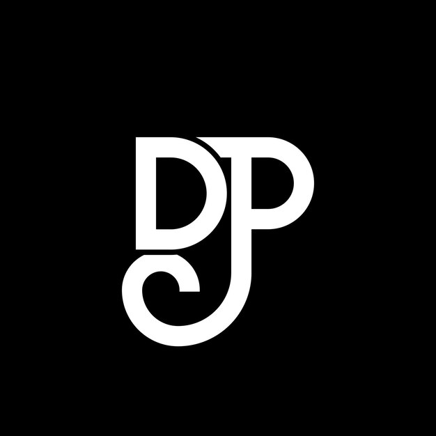 Diseño de letra DP logotipo en fondo negro DP iniciales creativas concepto de letra logotipo dp diseño de letra DP diseño de letra blanca en fondo negro D P dp logotipo