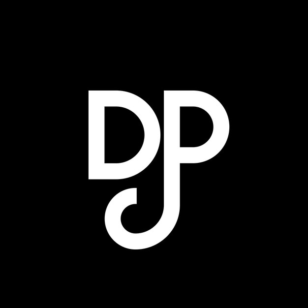 Diseño de letra DP logotipo en fondo negro DP iniciales creativas concepto de letra logotipo dp diseño de letra DP diseño de letra blanca en fondo negro D P dp logotipo