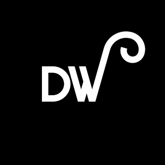 Diseño de la letra DW logotipo en fondo negro DW iniciales creativas concepto de la letra logotipo DW diseño de letra DW diseño de la letra blanca en fondo negro D W d w logotipo