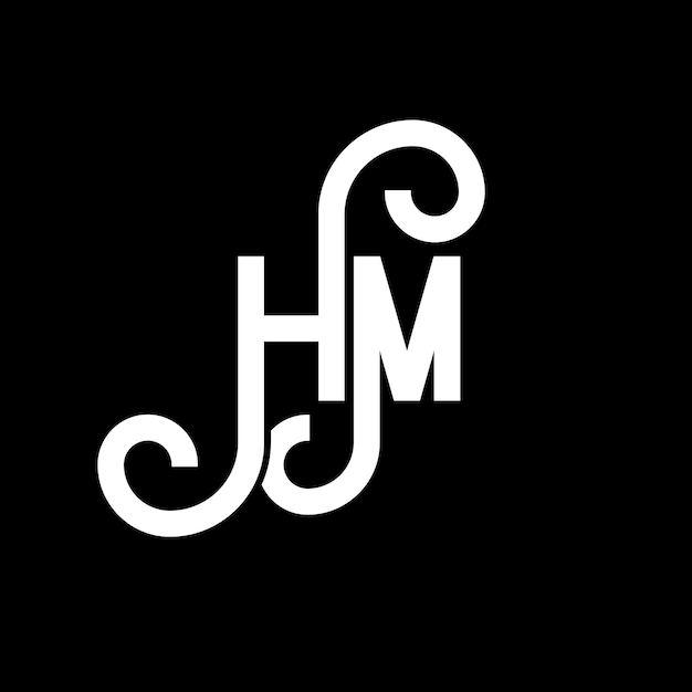 Diseño de la letra HM logotipo en fondo negro HM iniciales creativas concepto de la letra logotipo hm diseño de la letra HMS diseño de la carta blanca en fondo negro H M h m logotipo