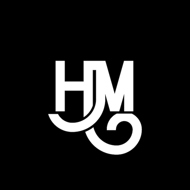 Diseño de la letra HM logotipo en fondo negro HM iniciales creativas concepto de la letra logotipo hm diseño de la letra HMS diseño de la carta blanca en fondo negro H M h m logotipo